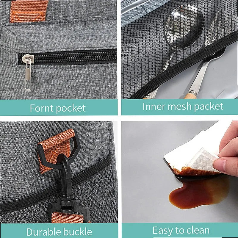 1PC Large Capacity Double Layers Thermal Insulation Lunch Bag Picnic Tote Food Drink Storage Cooler Bag with Shoulder Strap