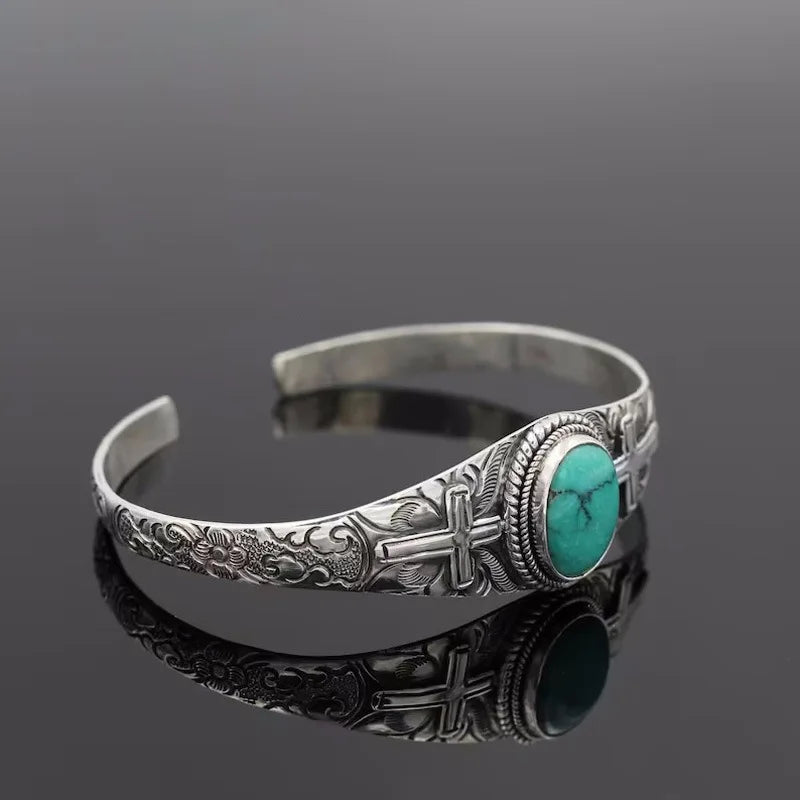 Vintage Classic Style Inlaid Synthetic Turquoise with Adjustable Jewelry Bracelet Suitable for Parties Jewelry Gifts and Banquet