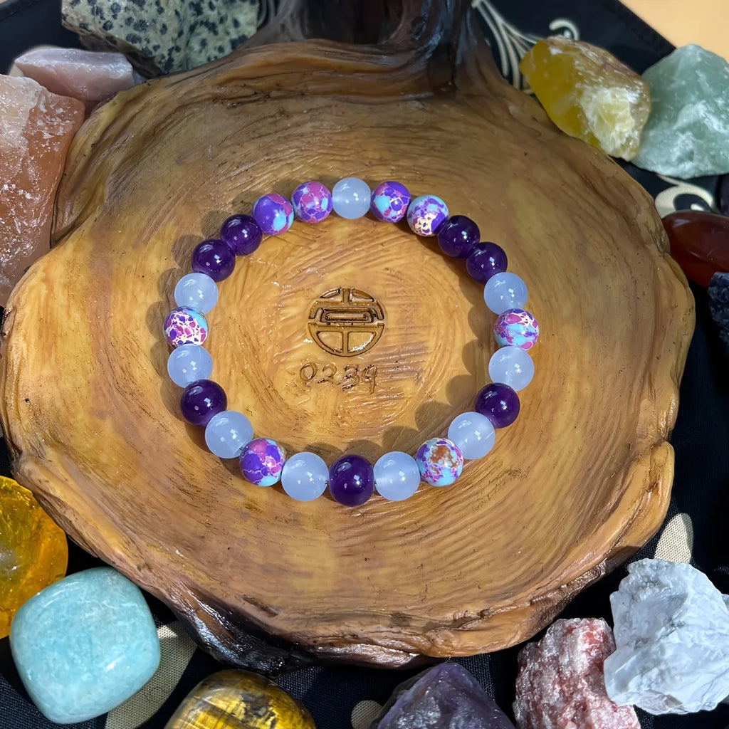 1pc/Peace of Mind Bracelet made of Imperial Jasper and Amethyst, Handmade Jewelry for Men and Women Self-Control and Balance