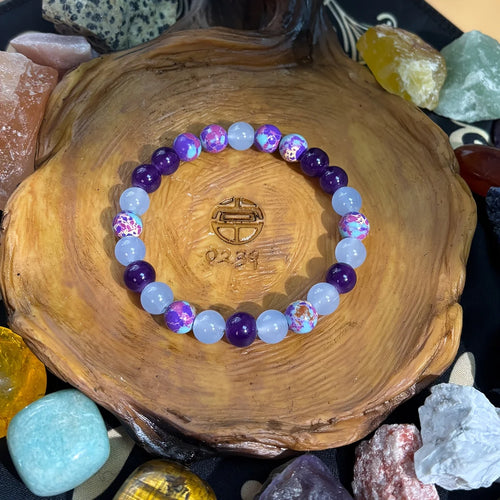 1pc/Peace of Mind Bracelet made of Imperial Jasper and Amethyst, Handmade Jewelry for Men and Women Self-Control and Balance