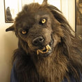 Hot‑selling Animal Latex Simulated Wolf Head Mask Hood with Brown Hair, Halloween Cosplay Mask for Adults