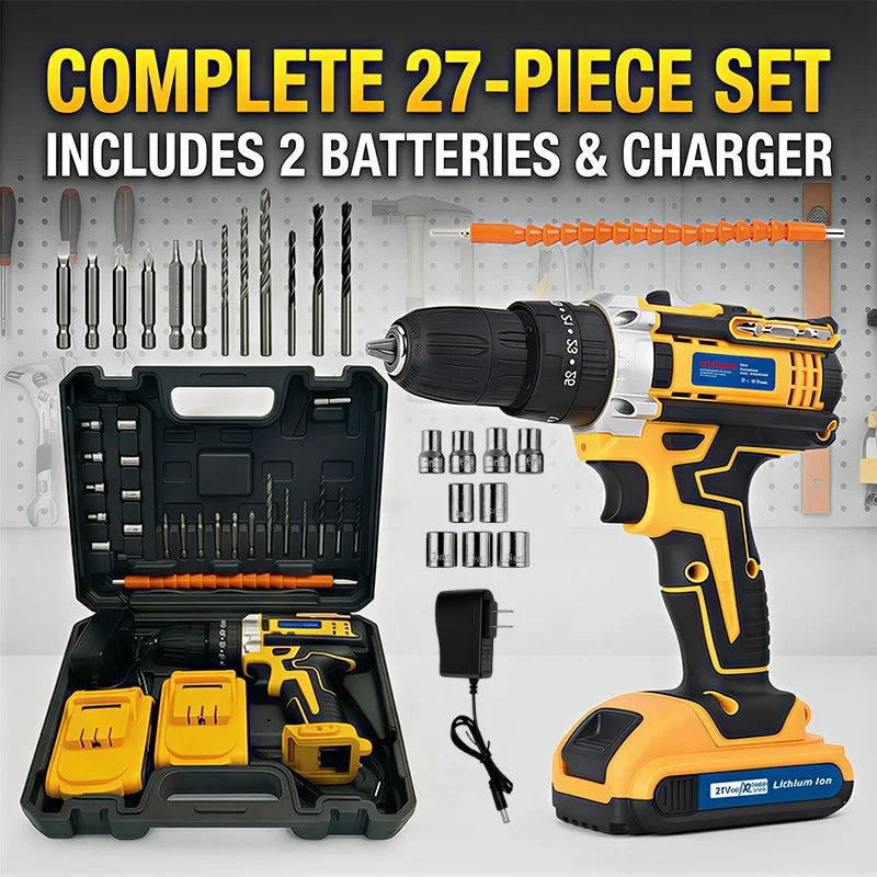 Cordless Lithium Screwdriver, Mini Electric Screwdriver, Portable Electric Drill, Multi-function Impact Drill, Power Tool Combo