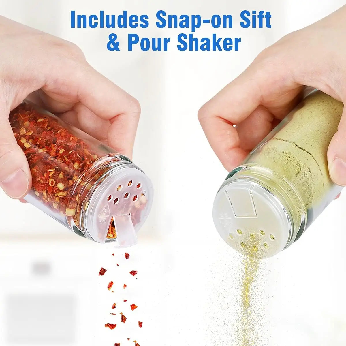 20-Piece Spice Rack Organizer with Jars, 360° Rotating Stainless Steel & Wooden Tower for Kitchen Cabinet Countertop
