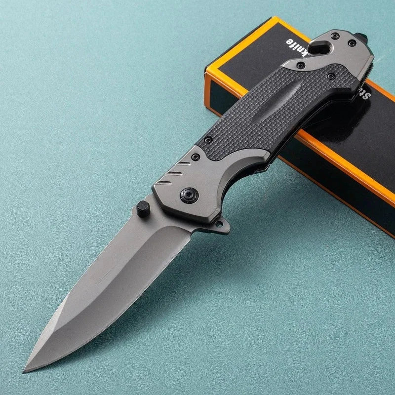 Portable Folding Knife - High-Hardness Stainless Steel Tanto Point Blade, Lightweight Ergonomic for Camping, Hiking