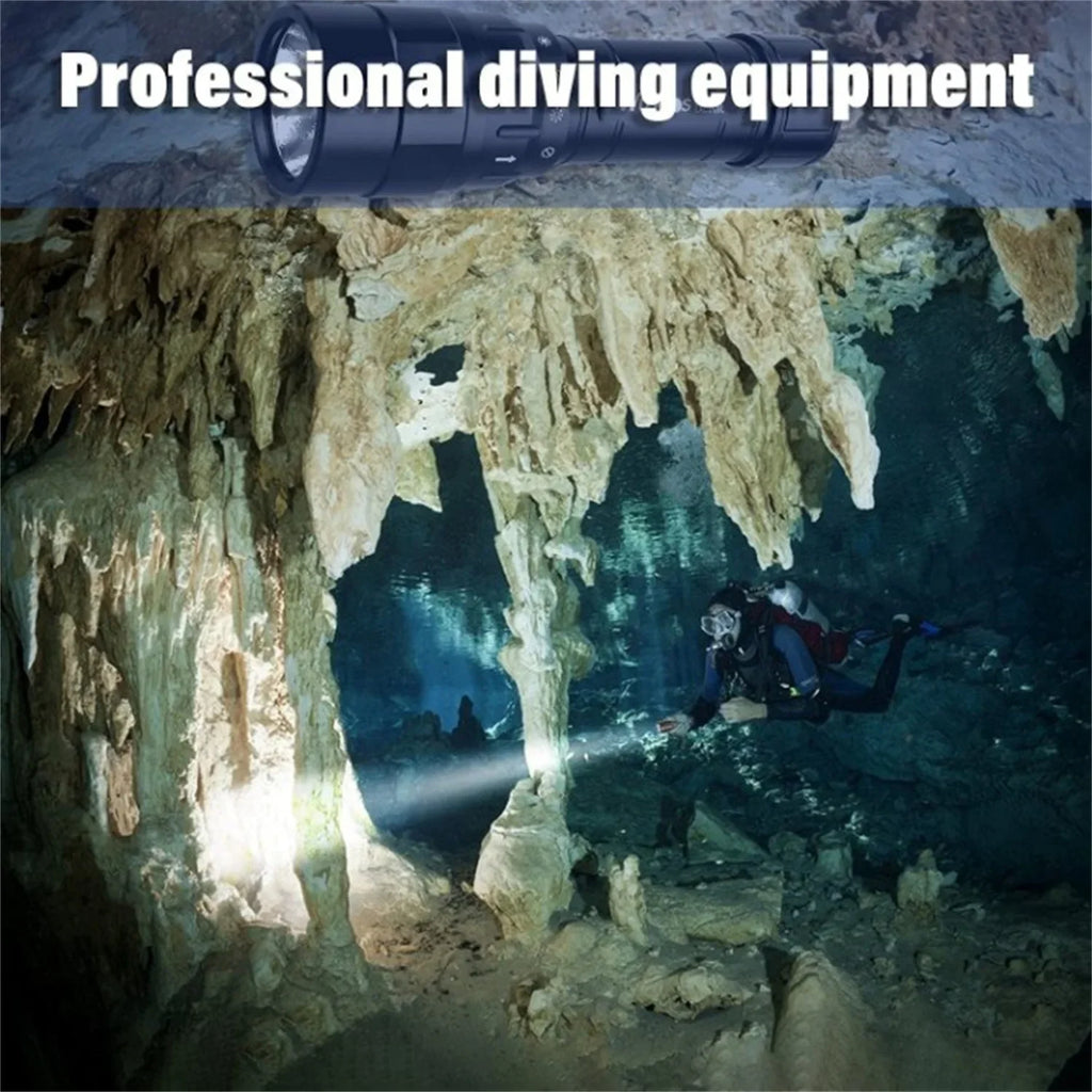 DL10R Scuba Diving Torch XHP70.2 LED Flashlights 4500lm 21700 USB-C Rechargeable Rotary Switch Magnetic Control