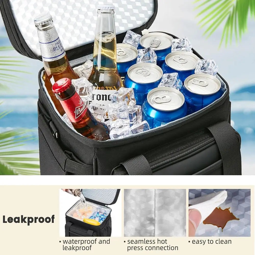 Double Decker Insulated Lunch Tote - Reusable, Expandable Cooler Bag for Men & Women, Suitable for Work, Picnics, and Outdoors (