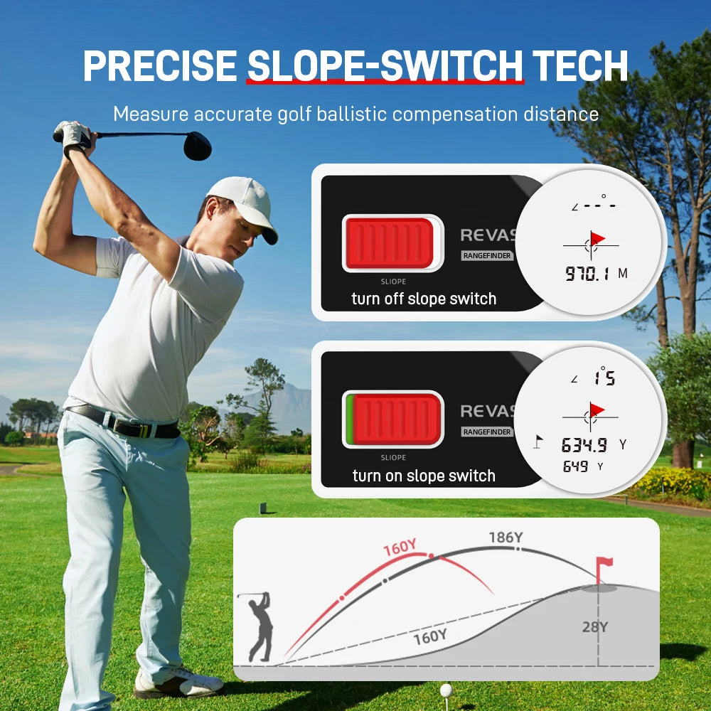 Golf Rangefinder 1000 Yards with Slope Flag Lock Vibration, Type-C Rechargeable, 6X Rangefinder For Golf Tournament