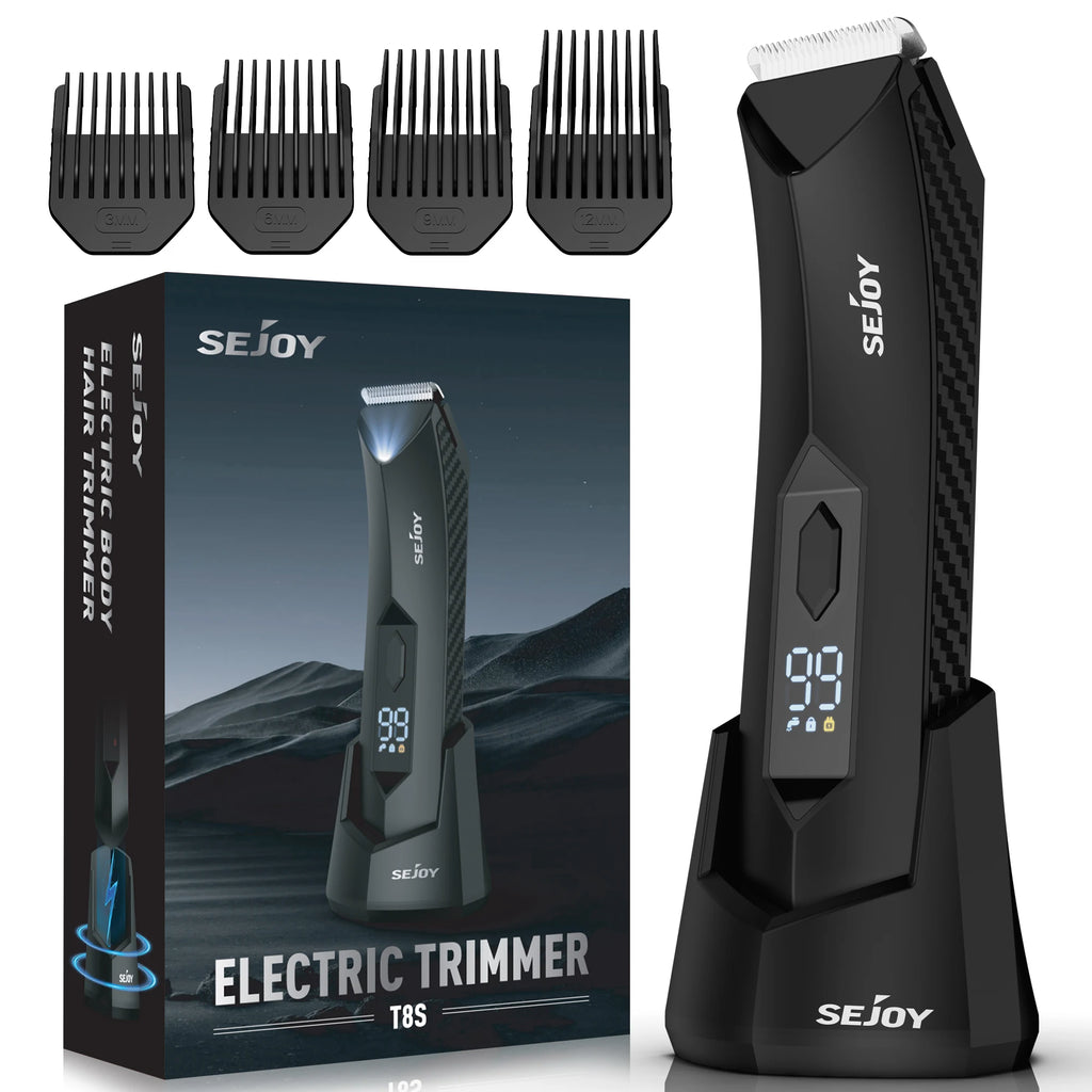 Body Hair Trimmer for Groin Pubic Replaceable Ceramic Blade Electric Shaver IPX7 Waterproof