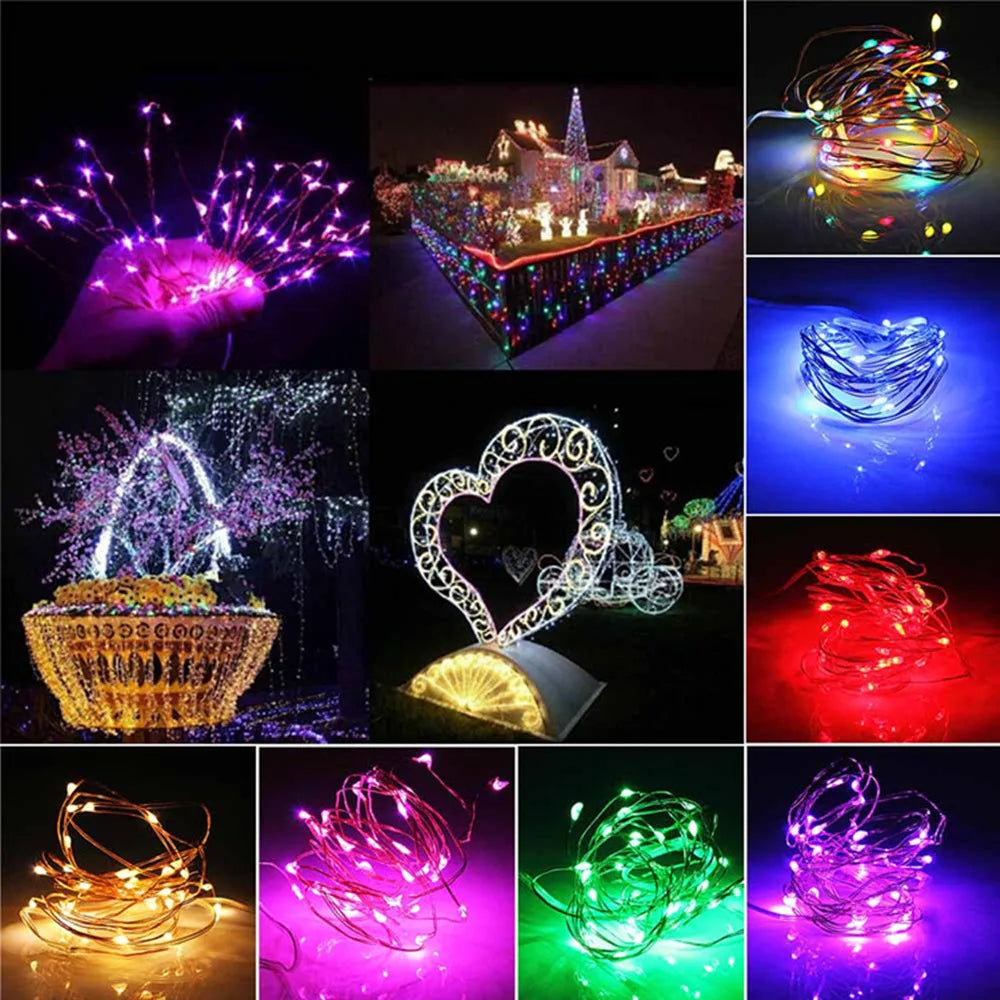 10/20/30M USB LED String Lights Copper Silver Wire Garland Light Waterproof Lights For Christmas Wedding Party Decoration
