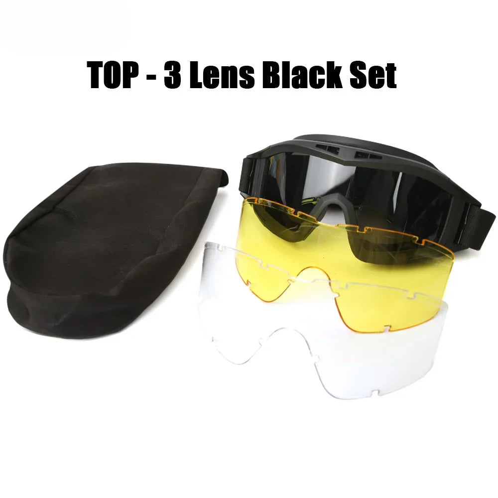 Tactical Goggles, Mountaineering, Shooting Sunglasses, Windproof, Motocross Glasses, Replaceable Lenses