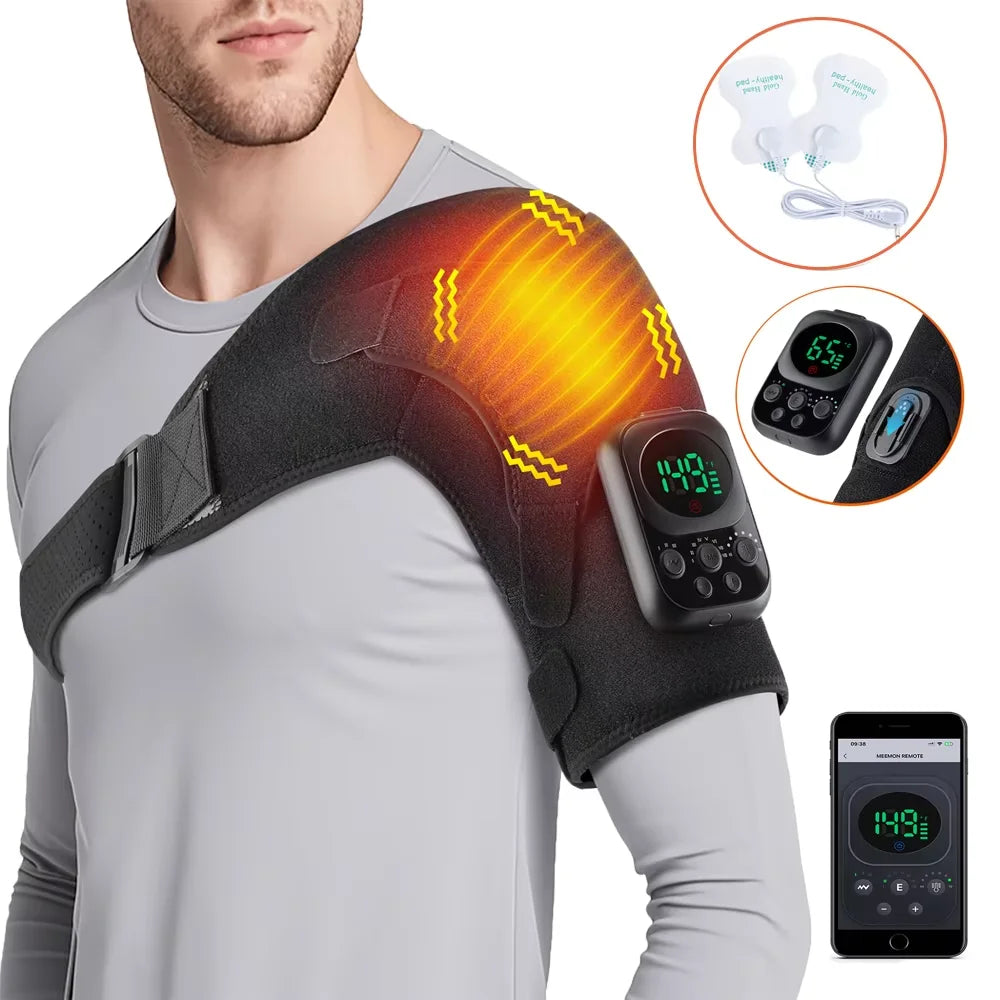 Cordless Electric Heated Shoulder Brace Hot Compress, Vibration Massage, Thermal Shoulder Pad Massager Muscle Joint Relax
