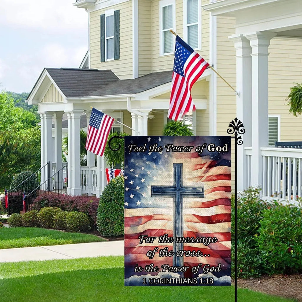 4th July Garden Flag Cross Vertical Double Sided Patriotic USA Flag for Outdoor Yard Lawn Porch Home Decor