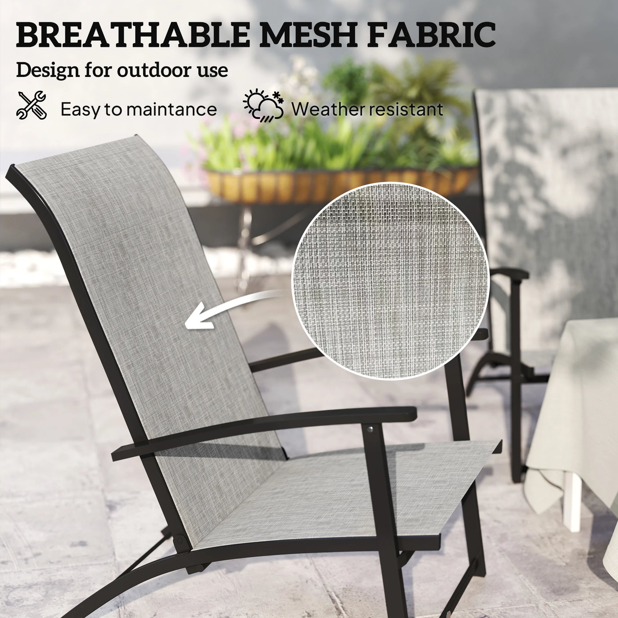 Folding Patio Chairs Set of 2, Portable Camping Chairs, Gray