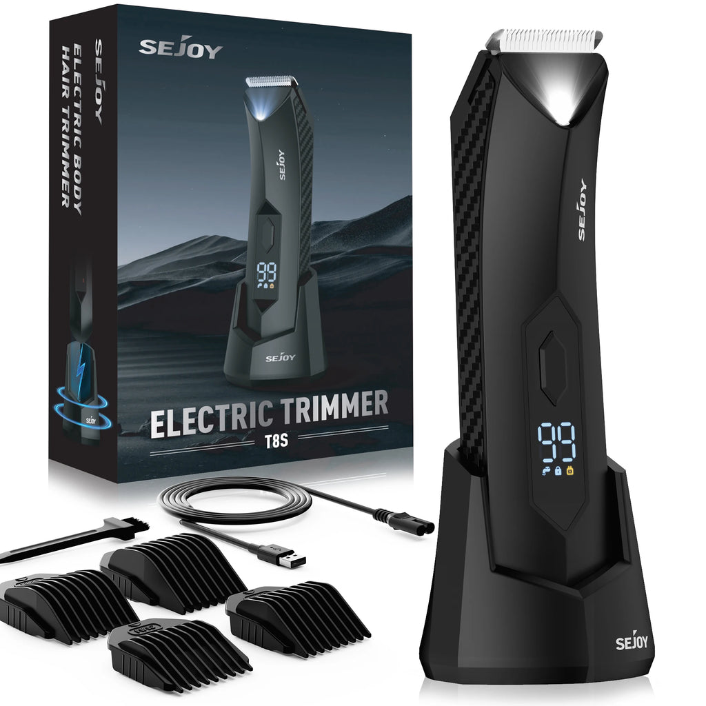 Body Hair Trimmer for Groin Pubic Replaceable Ceramic Blade Electric Shaver IPX7 Waterproof