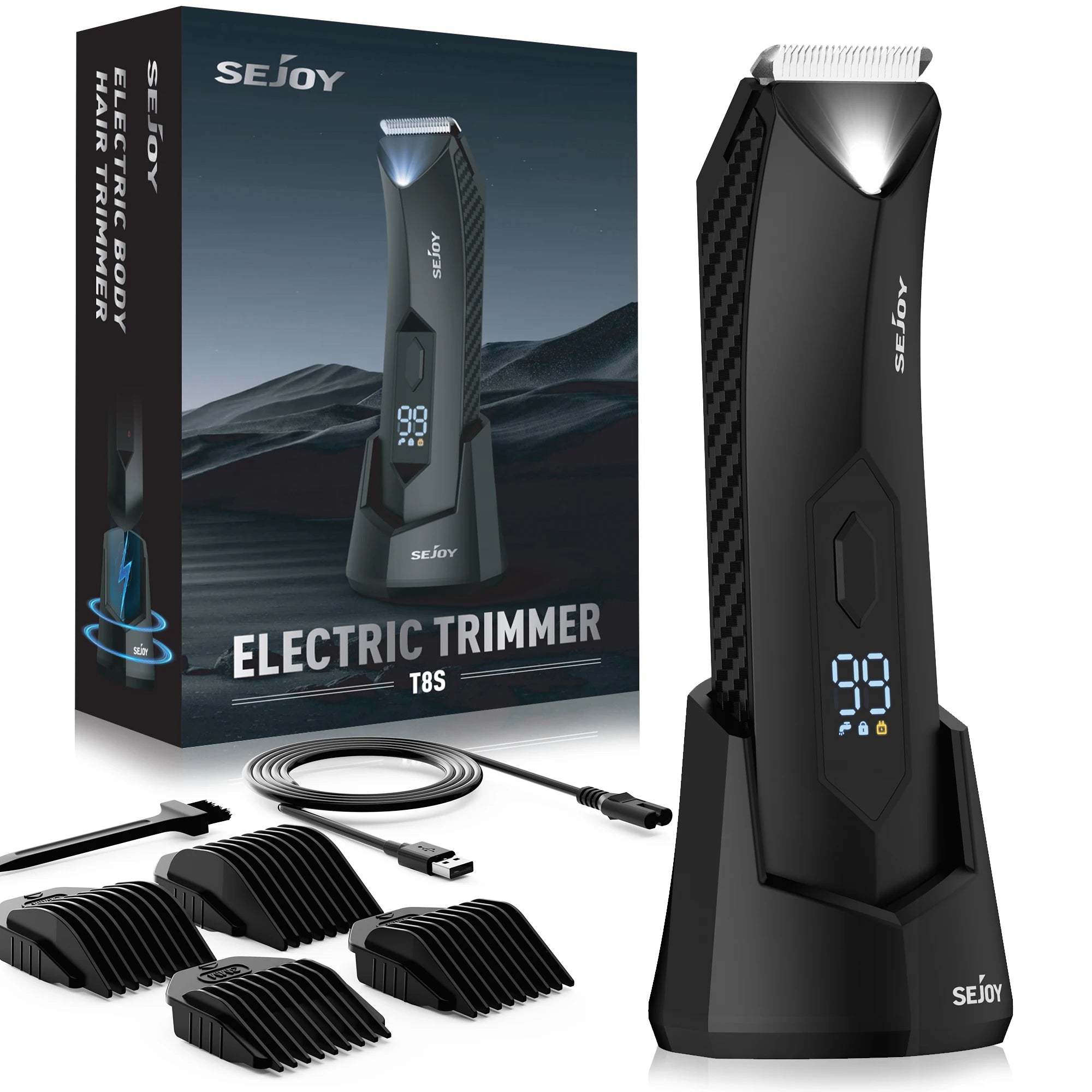 Body Hair Trimmer for Groin Pubic Replaceable Ceramic Blade Electric Shaver IPX7 Waterproof