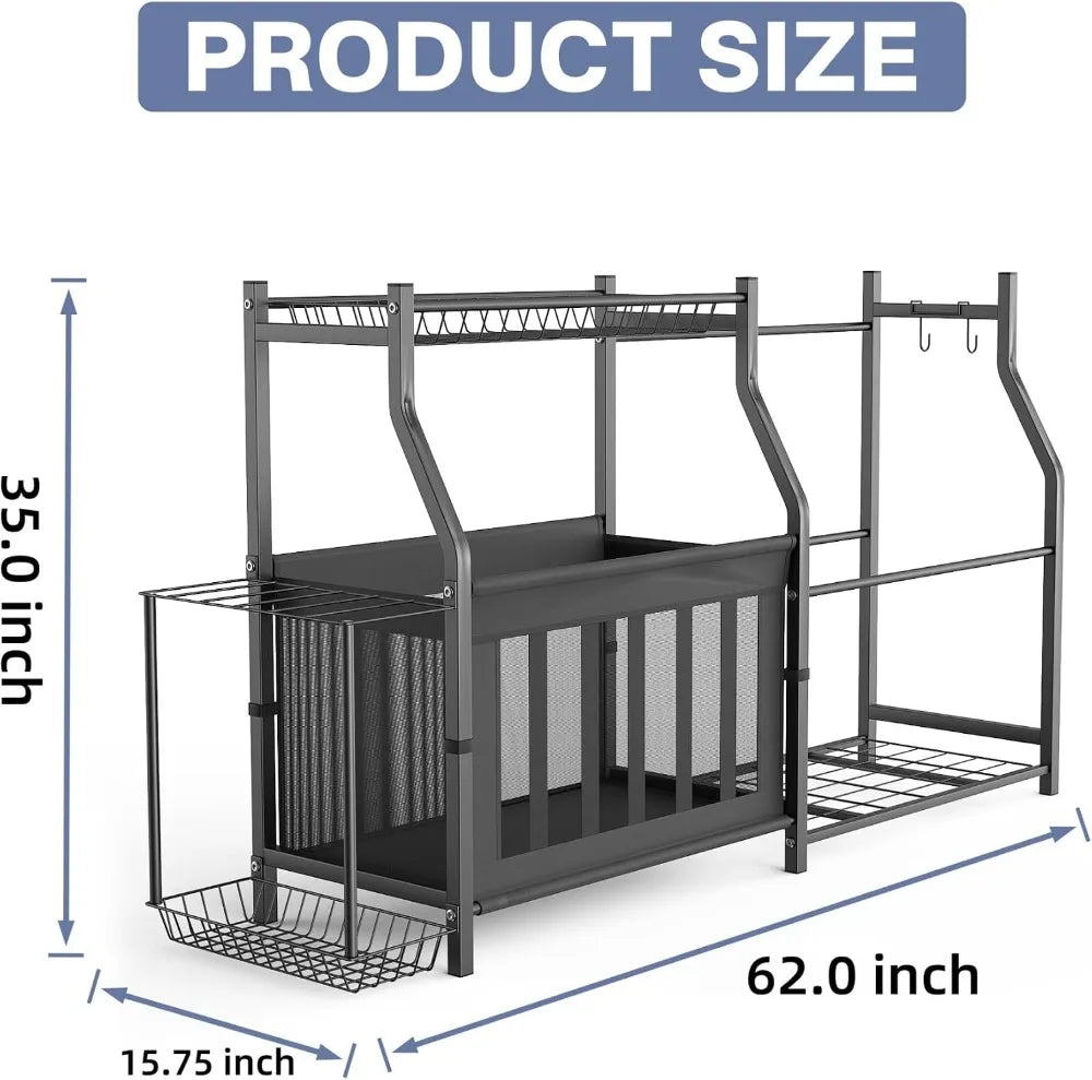 Garage Sports Equipment Organizer, Ball Storage Stand, Indoor Golf Bags Stand for Garage