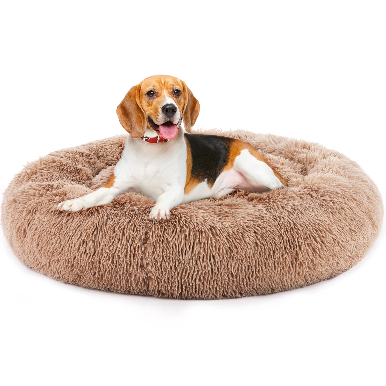 JHK Calming Dog Bed for Medium to Large Dogs Washable Large Pet Bed Anti-Slip Round Fluffy Plush Dog Bed