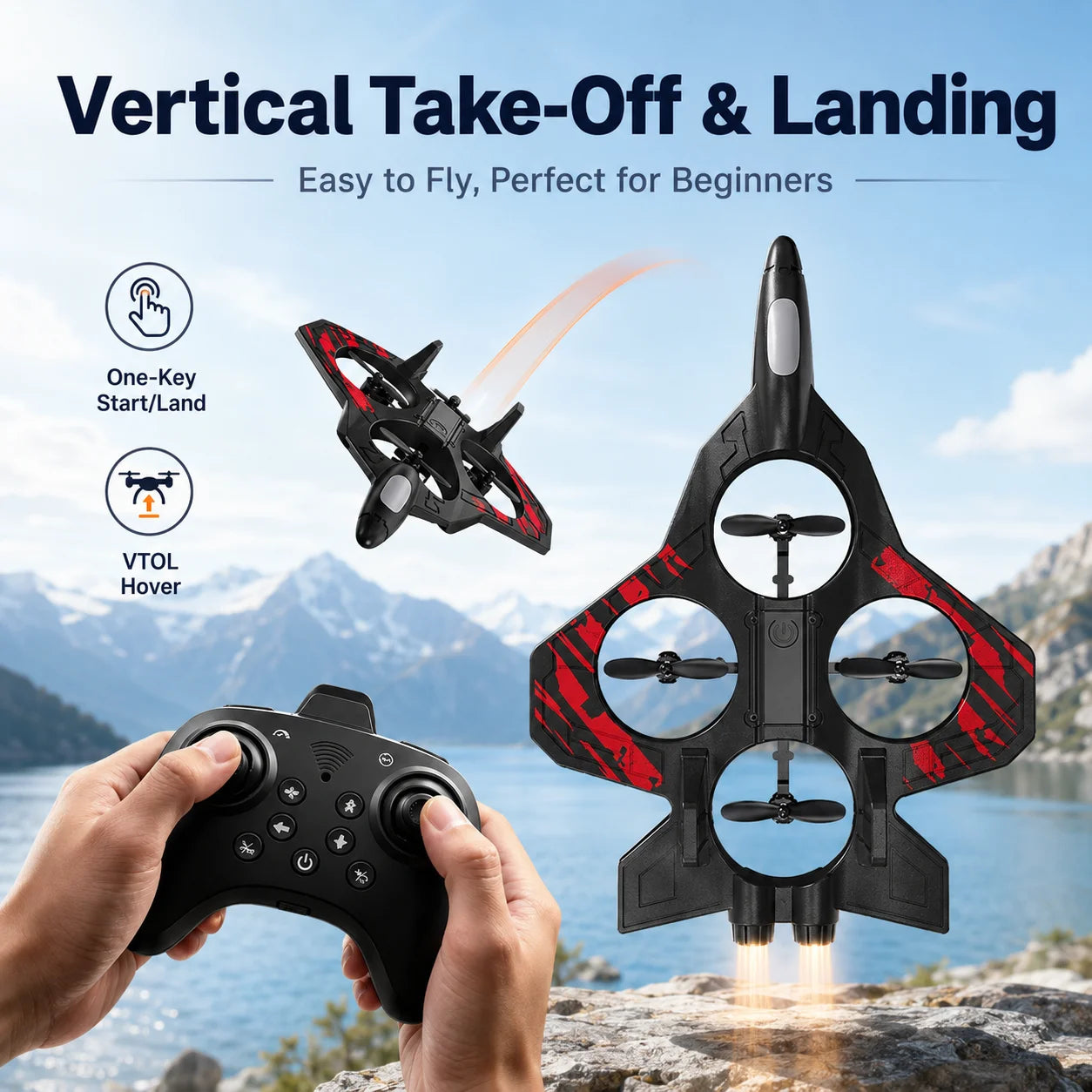 ZNLYRION YL87 EPP Foam Fighter RC Plane Fixed Altitude Hover LED Light 360 Stunt Roll Impact Resistant Kids Toy Drone