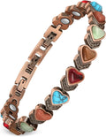 Pure Copper Bracelets, Ultra Strength Magnetic Bracelet with 3800 Gauss Magnets & Natural Turquoise & Stones, Adjustable, Jewelry Gift