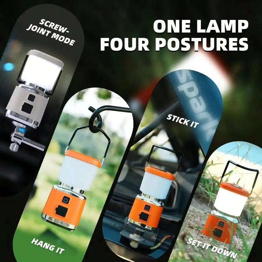 Versatile 3000mAh Rechargeable Camping Lantern With Magnetic Base, 360-Degree Vivid 38-Hour Flood Light, Type-C Fast Charging Tripod Mount Tent Lamp For Night Fishing, Emergency Preparedness, And Backyard Patios (Available In