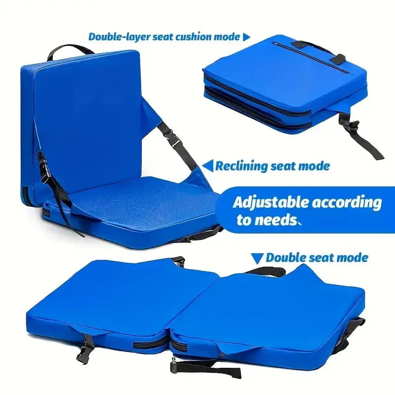 Portable outdoor folding padded chair, for  stadiums, equipped with backrests and removable pillows. Durable outdoor cushions for boats and sailboats, ideal for camping and concerts.
