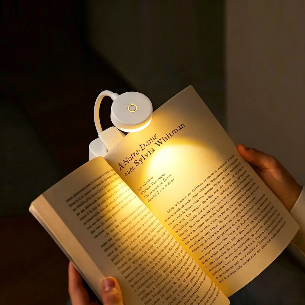 Mini LED Clip On Book Light, Eye Caring 3 Color Modes Portable Reading Lamp, Battery & USB Powered Bedside Night Light