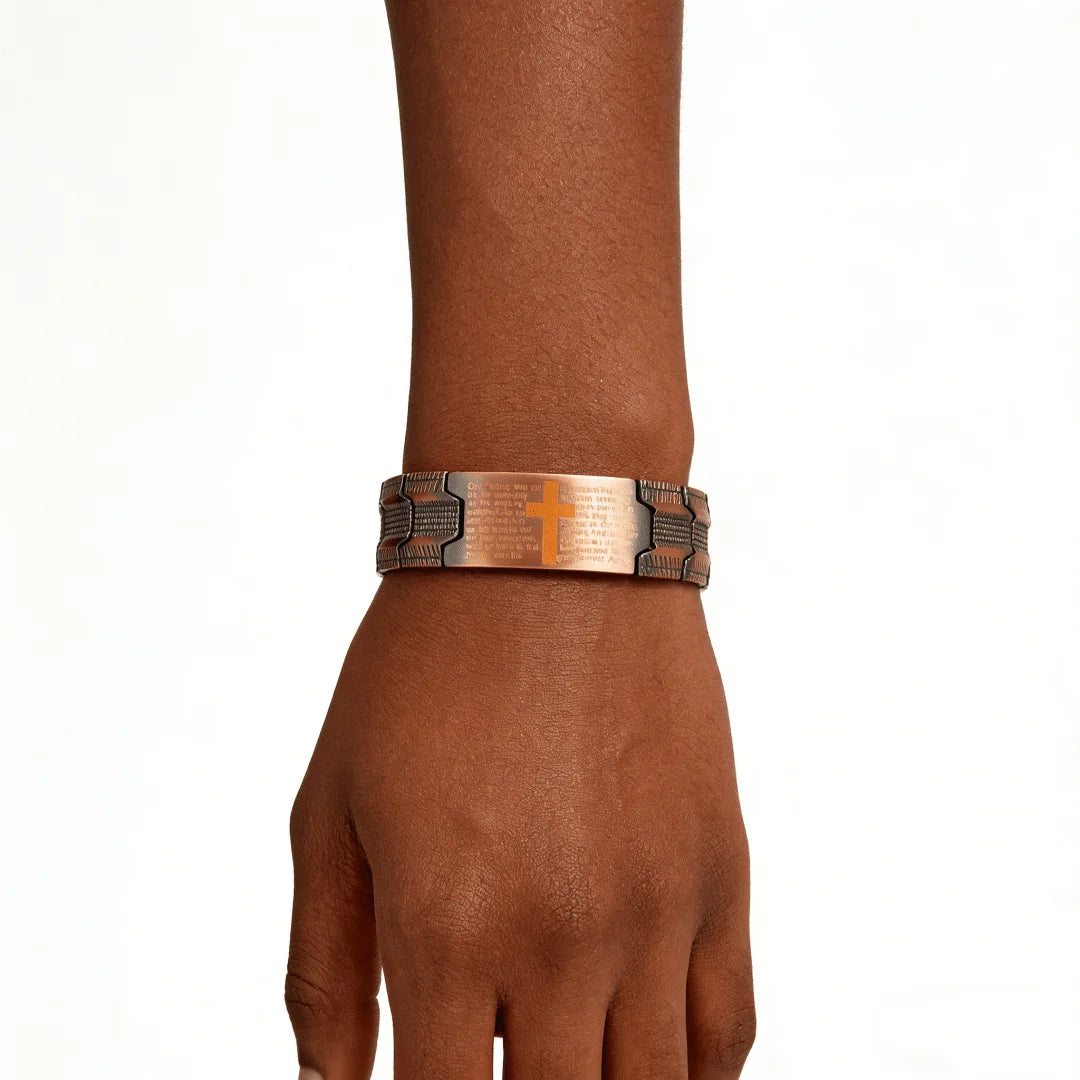 Men's Copper Cross Magnetic Bracelet - Adjustable Black Copper Jewelry