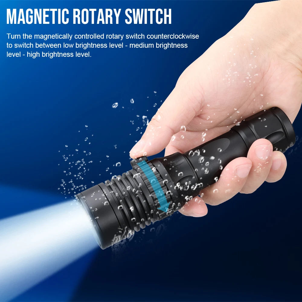 Trustfire DF007 3350 Lumen LED Rechargeable Diving Flashlight Scuba Underwater 100m Waterproof 300M Light Range Photography Video Light
