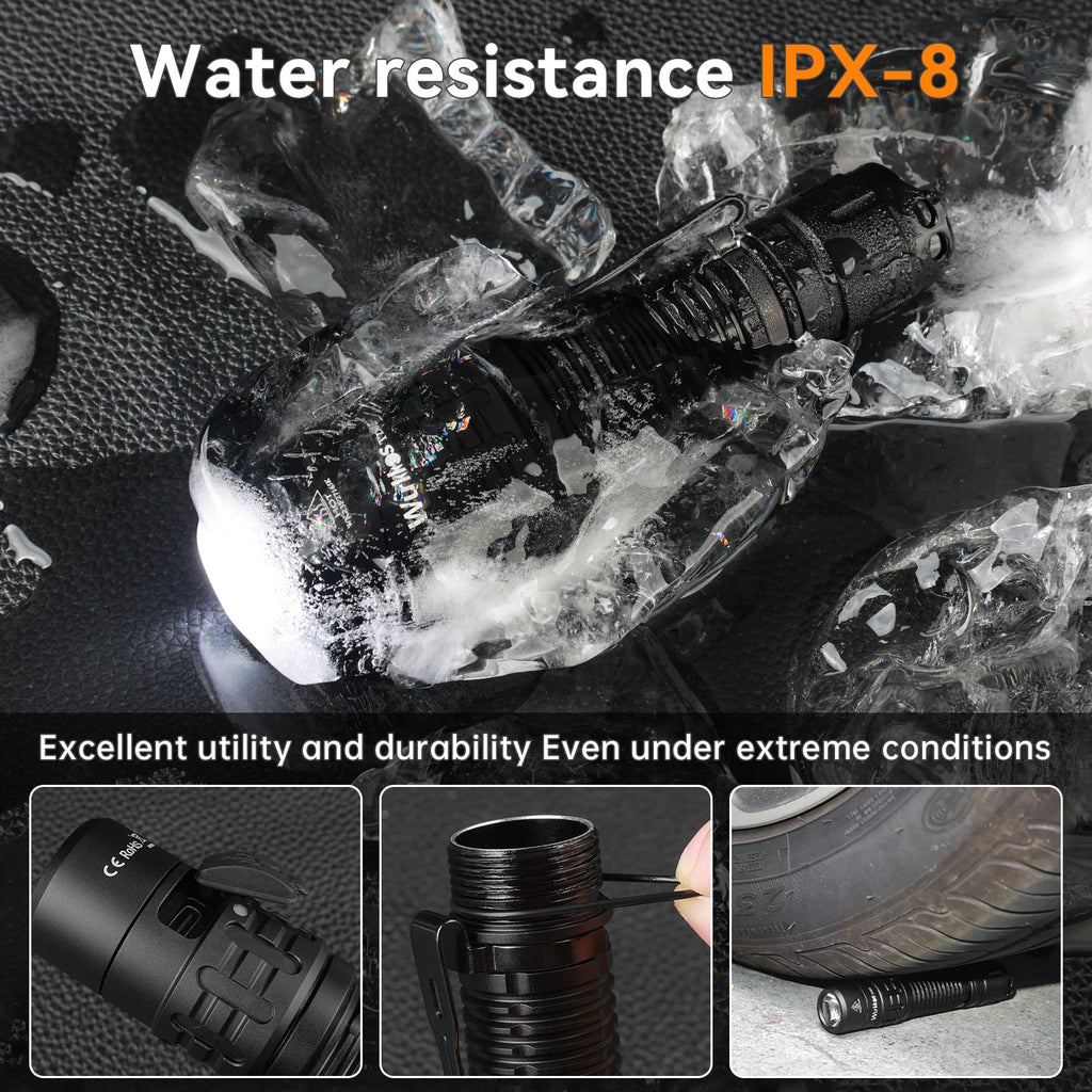 TD02 Tactical Flashlight 2000 Lumens 18650 Rechargeable Battery