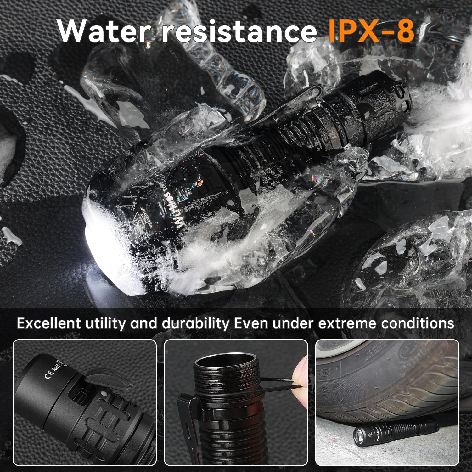 TD02 Tactical Flashlight 2000 Lumens 18650 Rechargeable Battery