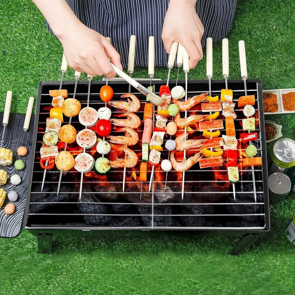 Portable Lightweight Charcoal BBQ Grill for Outdoor, Camping, and Garden Parties - 17''x11.6''x2.6''