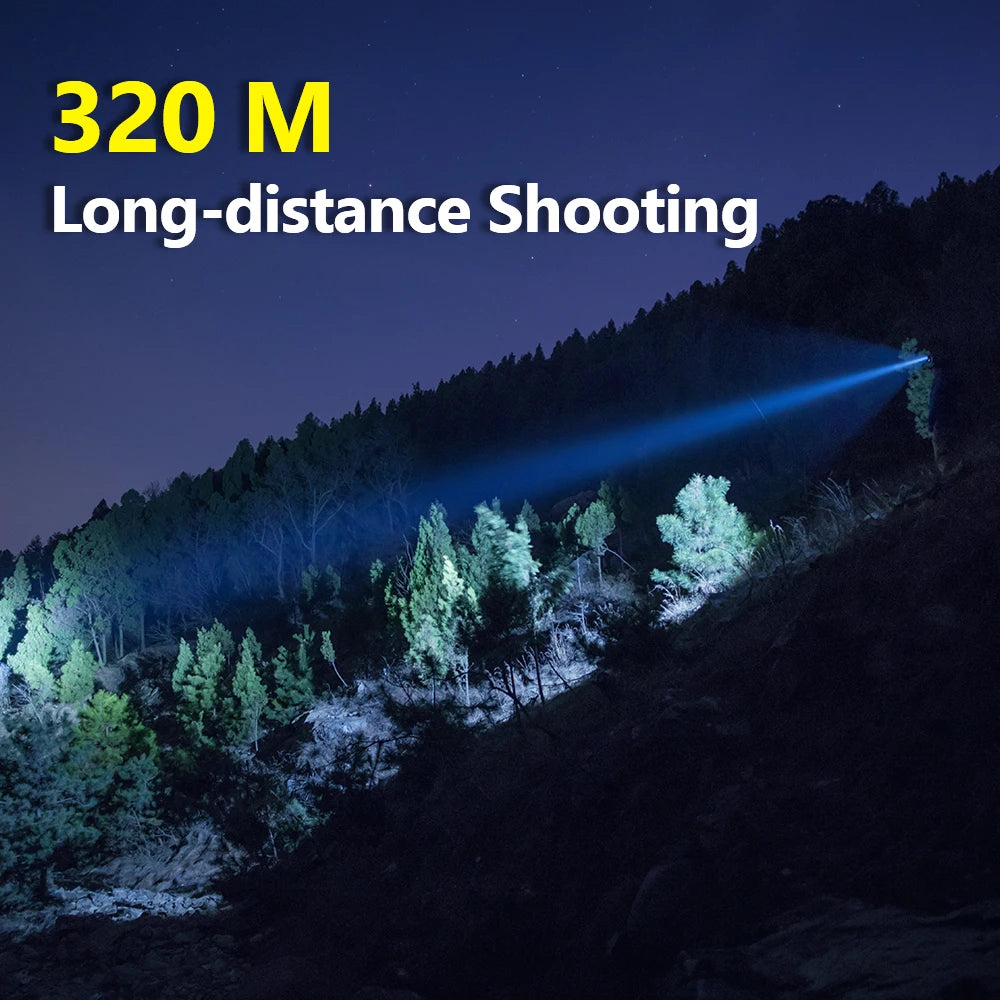 2500Lumen Tactical led Flashlight Type-c Rechargeable LED Clip IP68 Waterproof 320M Light Range Camping Hiking Hunting Emergency Self Defense led Torch