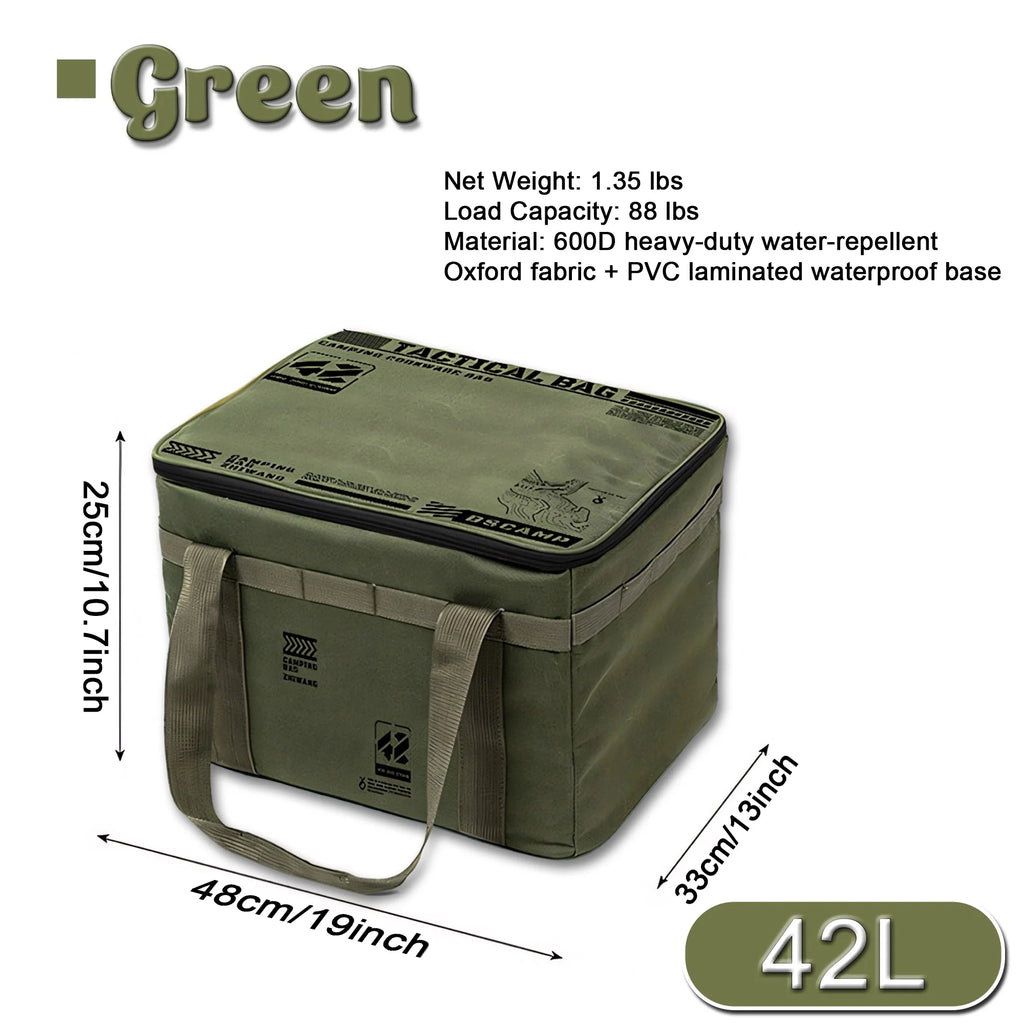 42L Tactical Camping Storage Bag Large Capacity Foldable Reusable Ideal for Picnic Utensils and Outdoor Gear