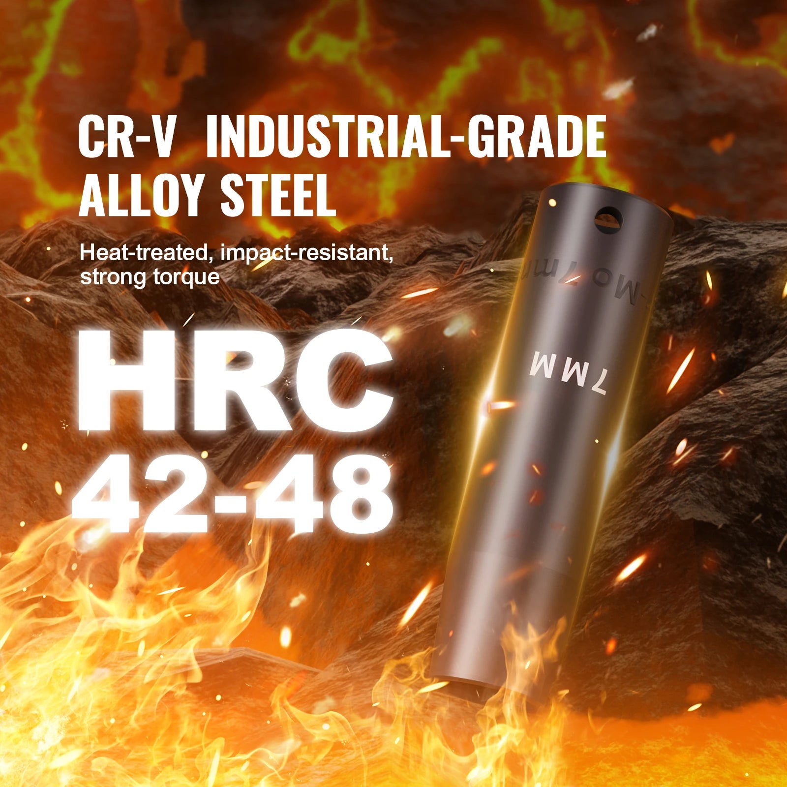 1/2" Drive Impact Socket Set,  6 Point Cr-V Alloy Steel, Easy-to-Read Size Markings, Rugged Construction