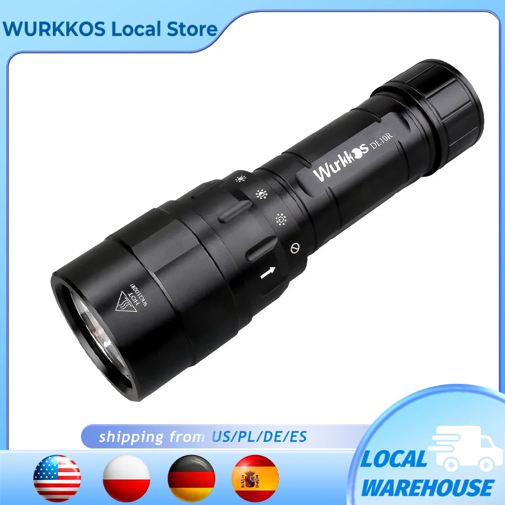 DL10R Scuba Diving Torch XHP70.2 LED Flashlights 4500lm 21700 USB-C Rechargeable Rotary Switch Magnetic Control