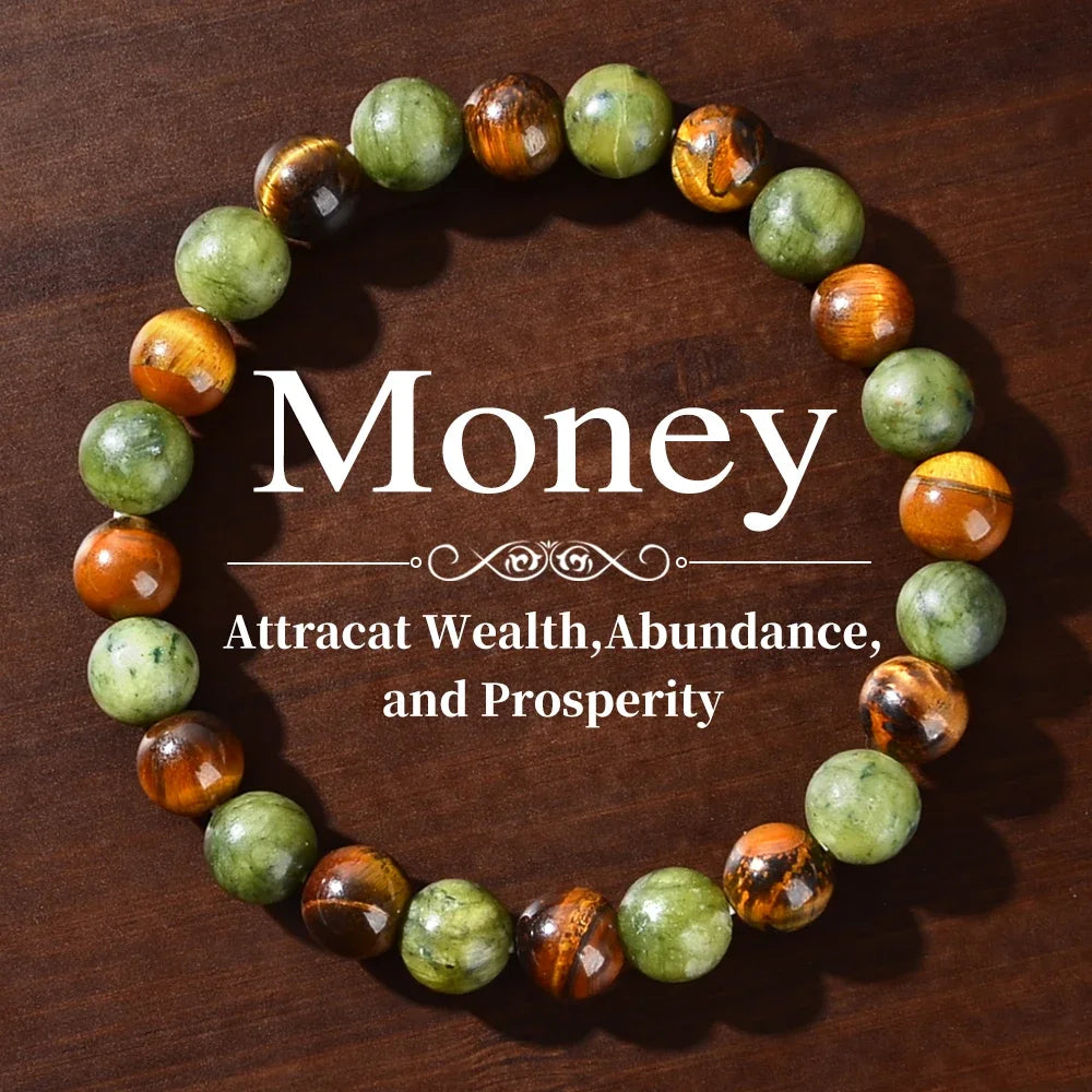 Natural Stone Symbolic Beaded Bracelet Women and  Men,  Anxiety Relief, Money,  Spiritual,  Inner Self-Love