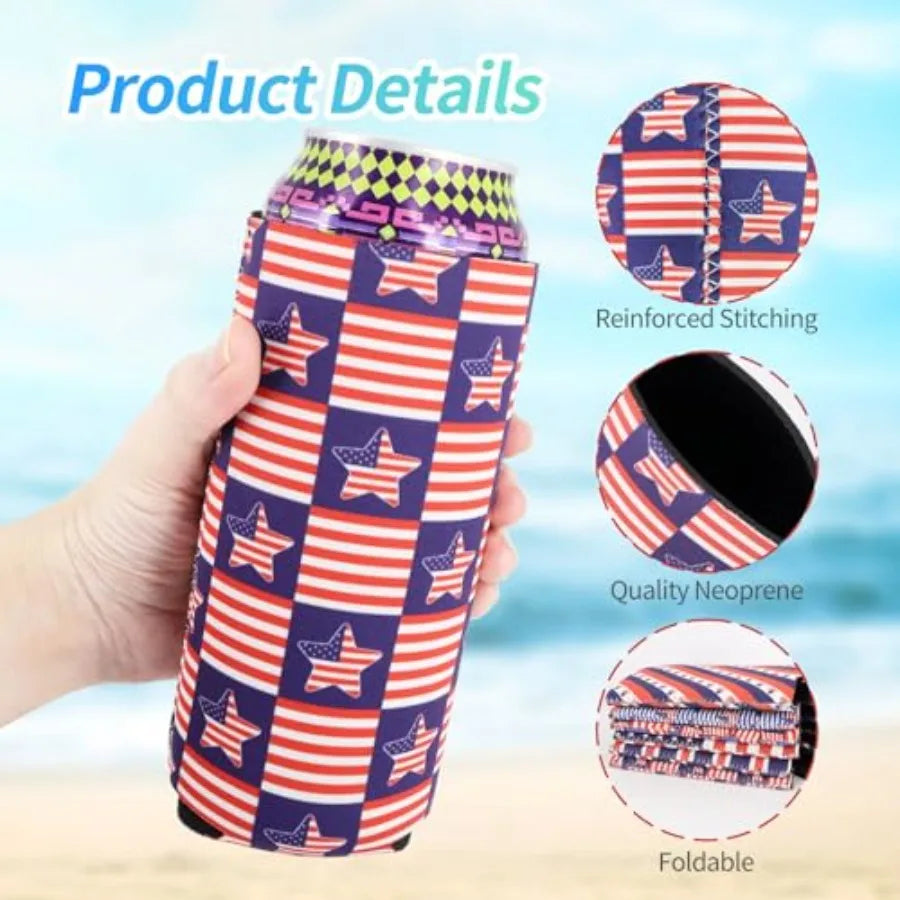6Pcs Neoprene Tallboy Can cooler, Reusable Insulated Tall Boy Can Sleeves For 22oz - 24oz Energy Beer Beverage Drink