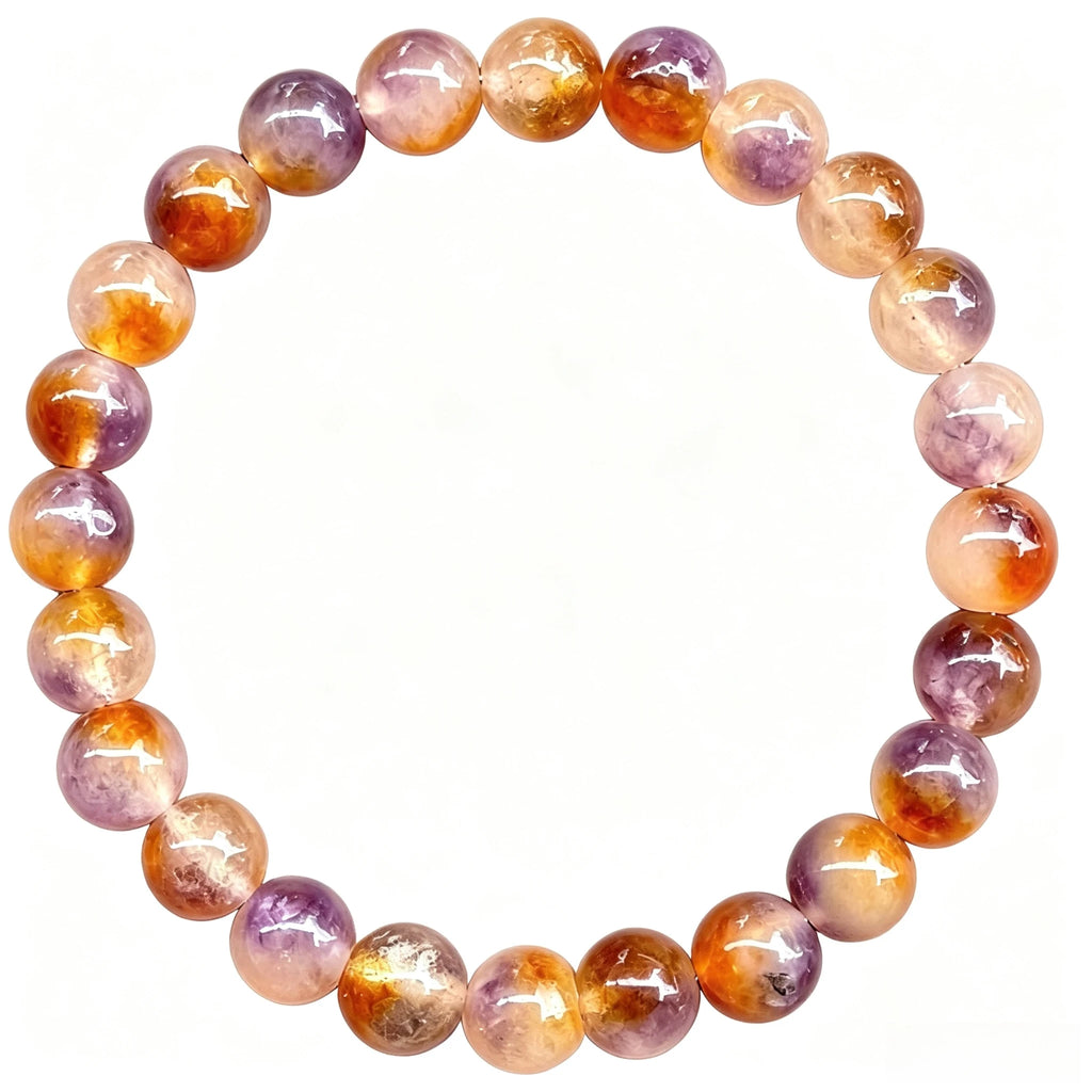 Natural Cacoxenite Auralite 23 Round Bead Bracelet Attract Wealth Prosperity Healing Crystal Elastic Wrist Jewelry