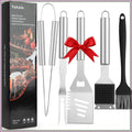 5-Piece BBQ Grill Tools Set, Stainless Steel Grilling Accessories with Long Handles, Outdoor Cooking Kit for Men Dad