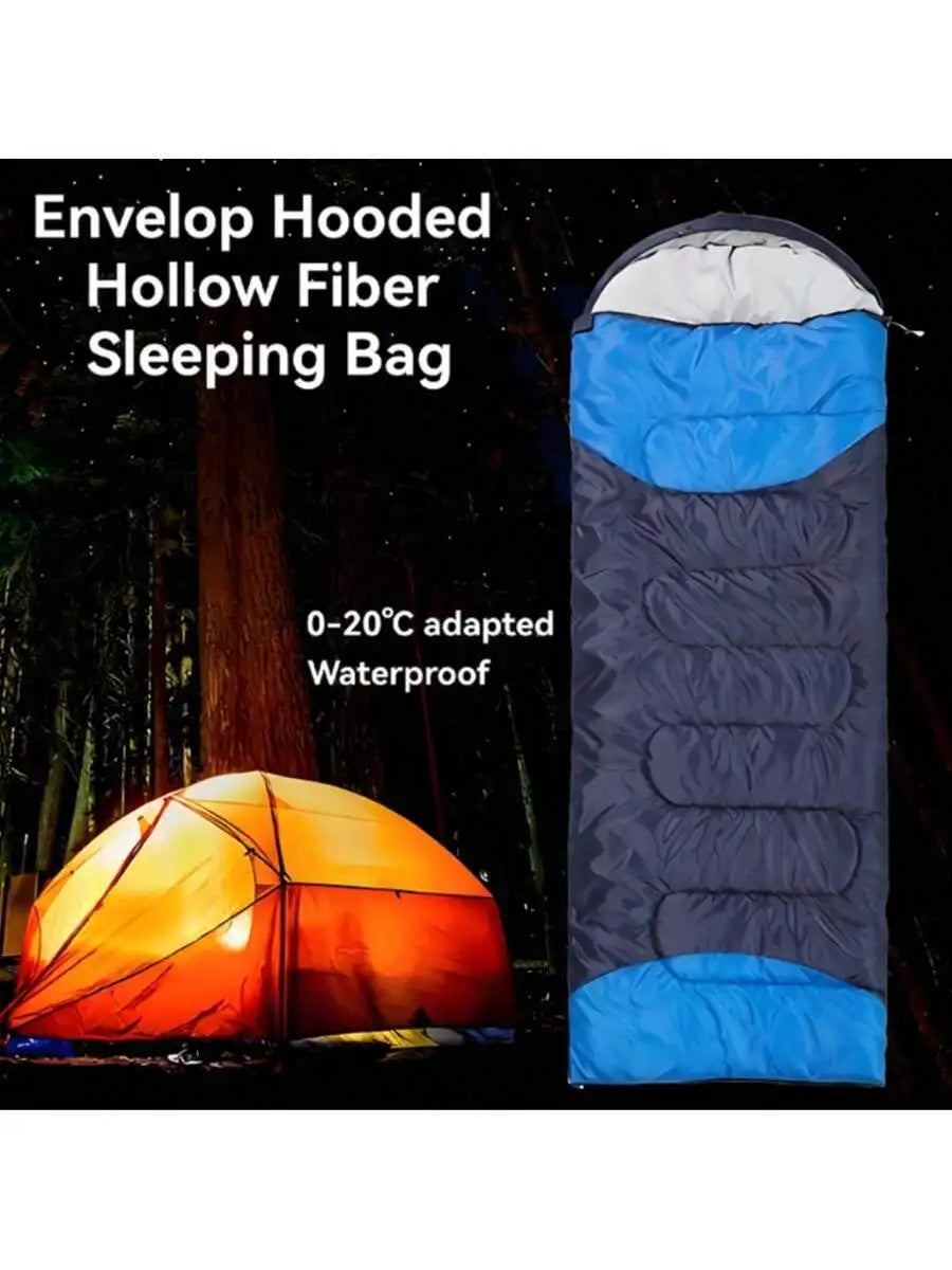 Sleeping Bag Envelope Style With Hood Portable Warm Comfort For Adults