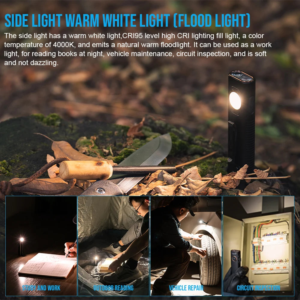 TrustFire MINIX3 Flat EDC Flashlight with White Light, Flood Light, UV and Green Light, 1050 Lumens Portable Rechargeable Flashlights, 4-in-1 Lighting Modes Pocket Lights for Camping, Emergency