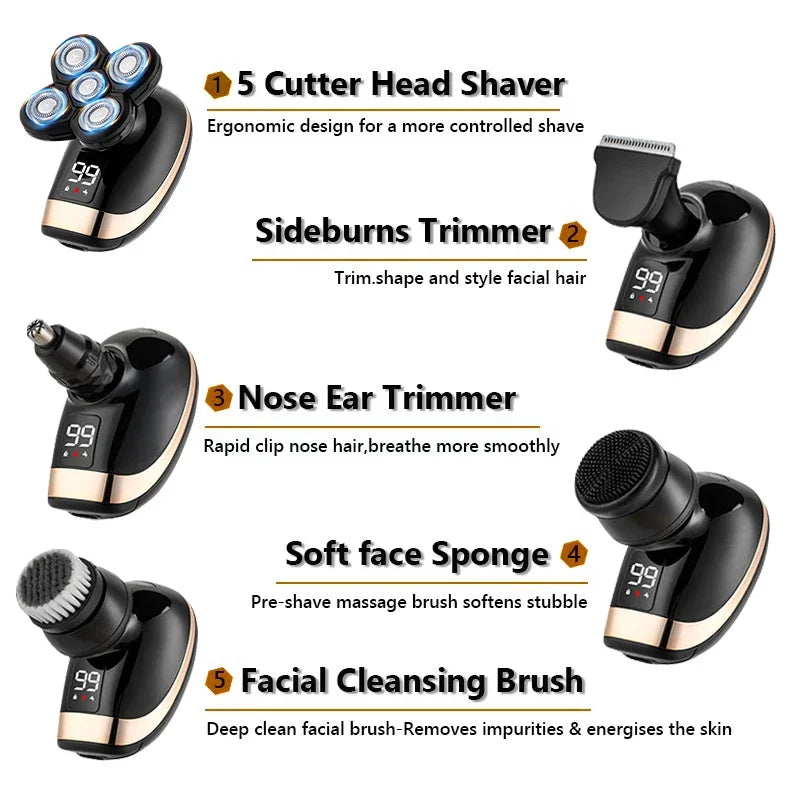 5 IN 1 Electric Razor, shaving, Beard Razor, Wet-Dry Dual Use Waterproof Fast Charging