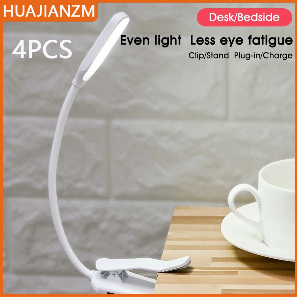 LED Book Light, USB Rechargeable Reading Light, 3-Level Warm Cool White Daylight, Portable Flexible, Easy Clip Night Reading Lamp