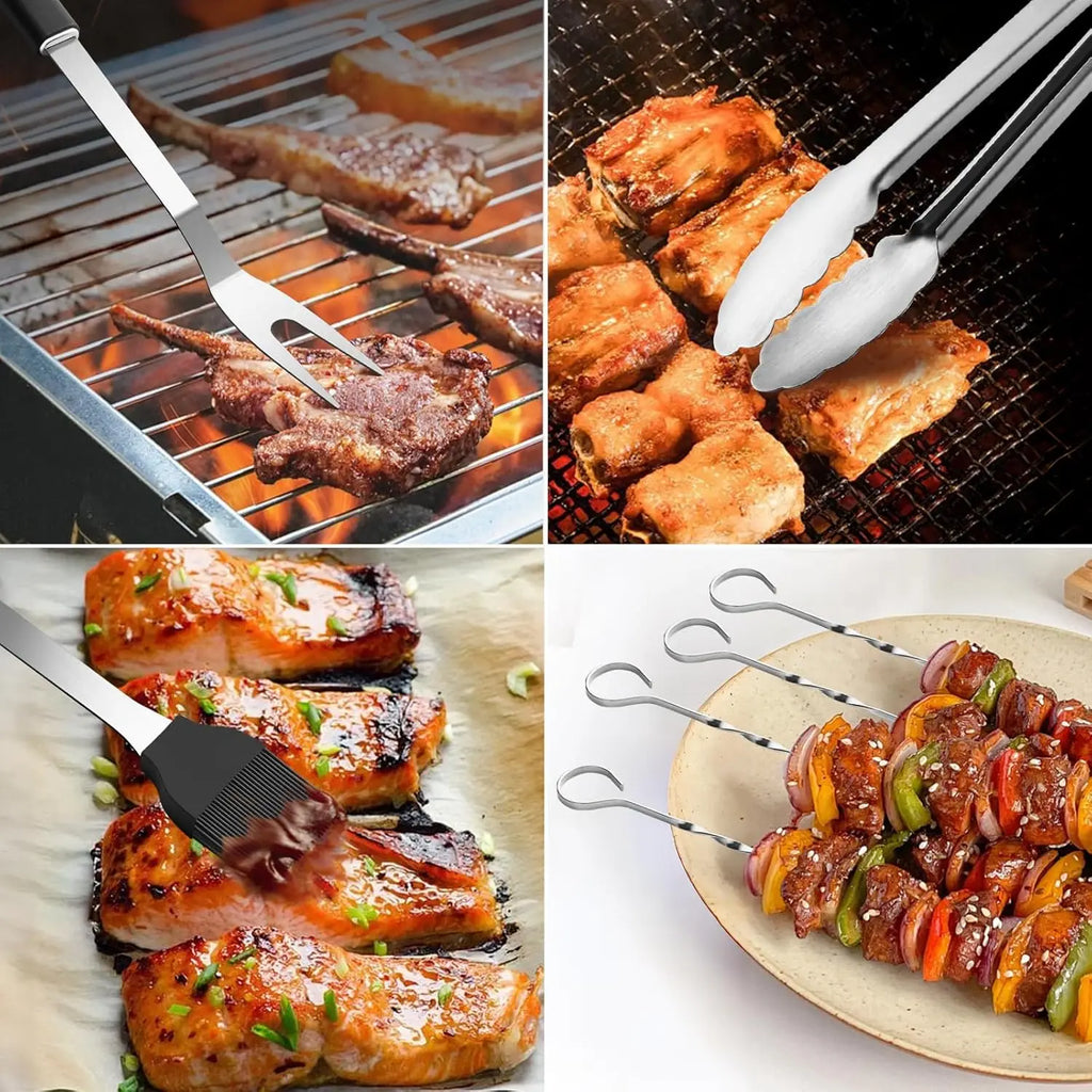 BBQ Accessories, Grill Tools, Stainless Steel Barbecue Grill Accessories, Professional Barbecue Utensils, Camping/Backyard Grilling Gifts for Men/Women