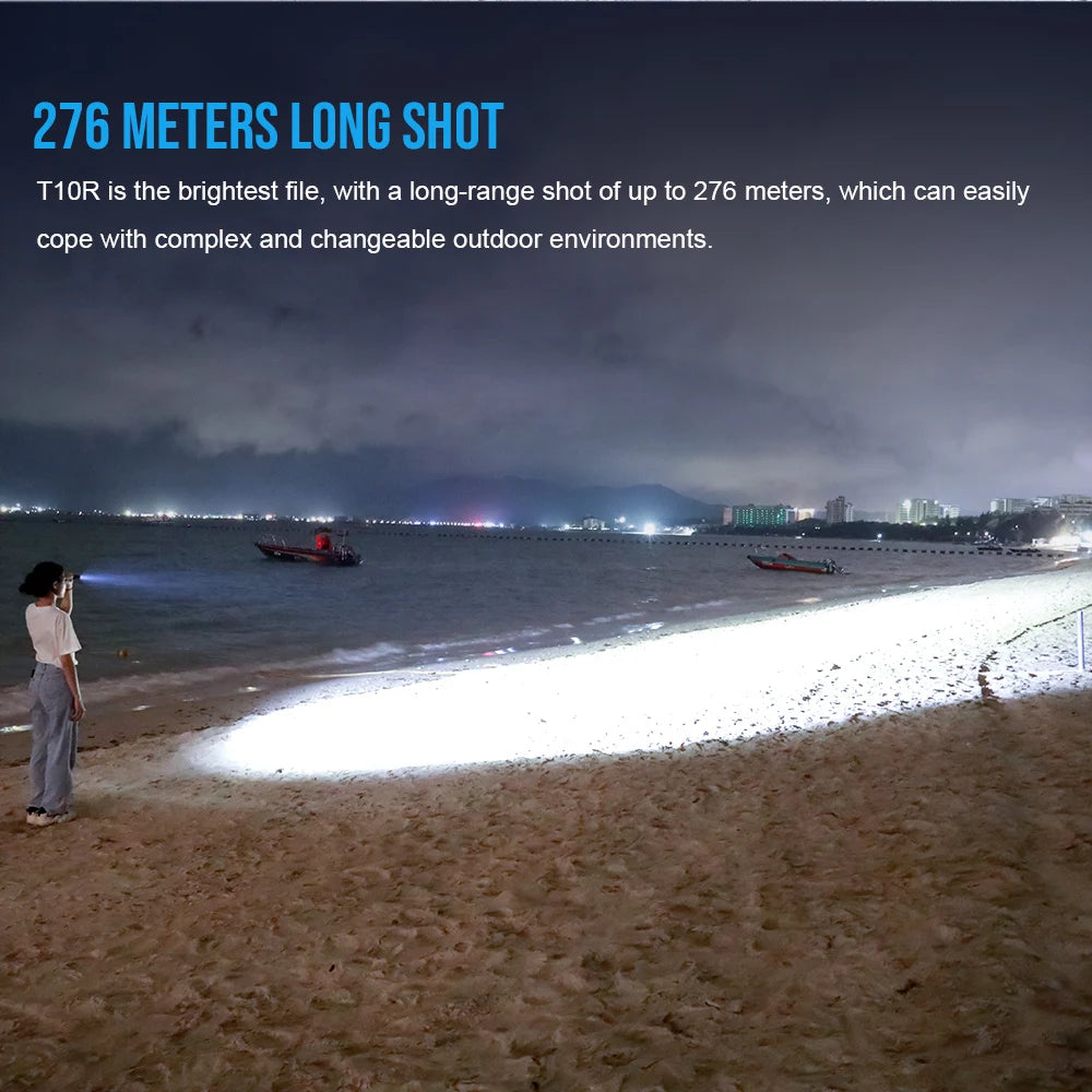 Trustfire T10R led Flashlight 1800 High Lumens Rechargeable Flashlights 5 Modes Super Bright IP68 LED Tactical Flashlight for Camping, Home, Emergency, Rescue, Hunting, Inspection, Repair, Tool Gifts for Men