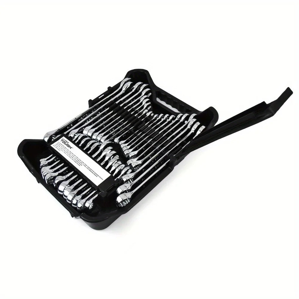 32-Piece Combination Wrench Set, Metric & SAE Ratcheting Wrenches with Organizer Pouch, Mechanics Tool Kit for Home/Garage