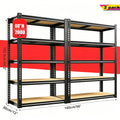 60/72 Inch two-piece Heavy Duty Storage Shelves, 2000LBS Capacity Metal Shelving Unit, Adjustable Garage Shelves & Organizer with Overlap Design for Home Garage Warehouse Storage Shop,Black