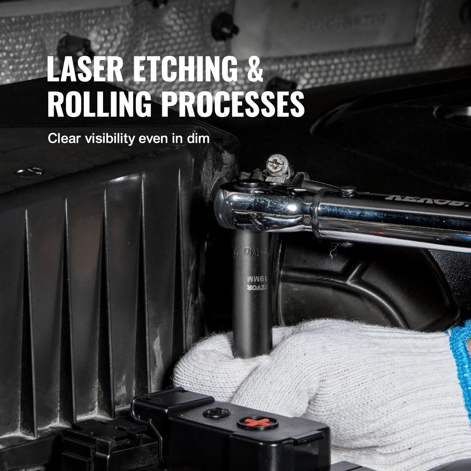 1/2" Drive Impact Socket Set,  6 Point Cr-V Alloy Steel, Easy-to-Read Size Markings, Rugged Construction