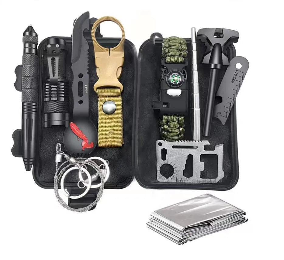 13 in 1 Outdoor Survival Kit Multi-function Emergency First Aid Tools Camping Hiking Self Defense Gear
