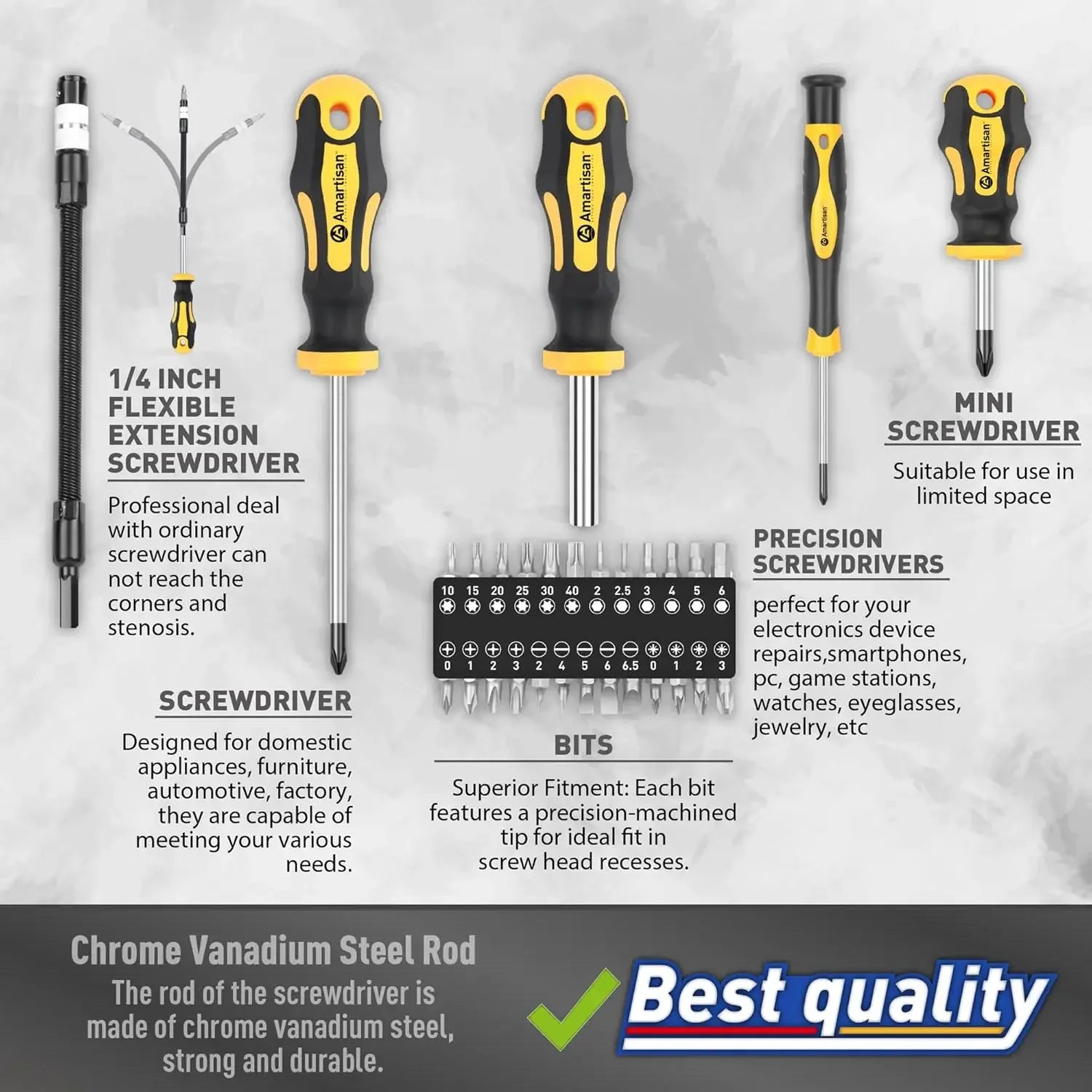 43Pcs Durable Magnetic Screwdriver Set with Case Slotted Phillips Hex Precision Tools for DIY